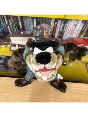 Looney Tunes Hippie Taz Plush 1998 Warner Bros. Tasmanian Devil 9" Vintage